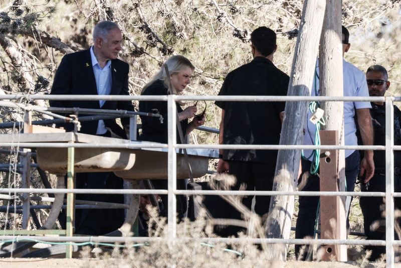 Image for Netanyahu on first visit to Israeli kibbutz ravaged in Hamas attack