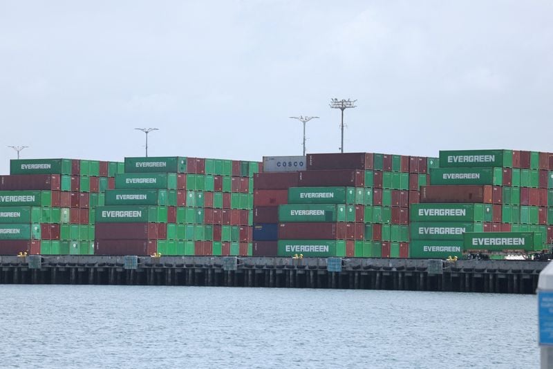 Image for Tariff-fueled surge in container shipping rates shows signs of peaking