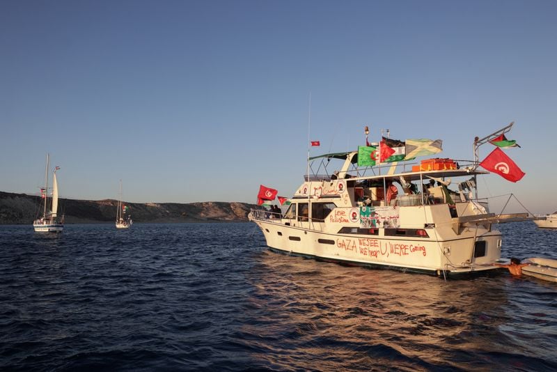 Image for Drones from Turkey circle Gaza aid flotilla as boats sail east