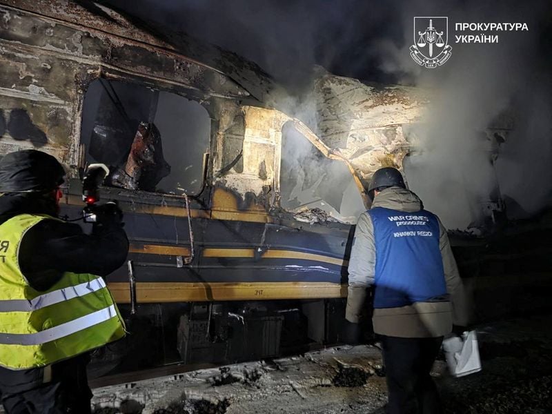 Image for Russian strike on passenger train in northeastern Ukraine kills five, prosecutors say