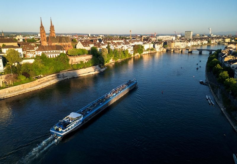 Image for Low water levels hamper shipping in Germany's Rhine River as heat wave continues