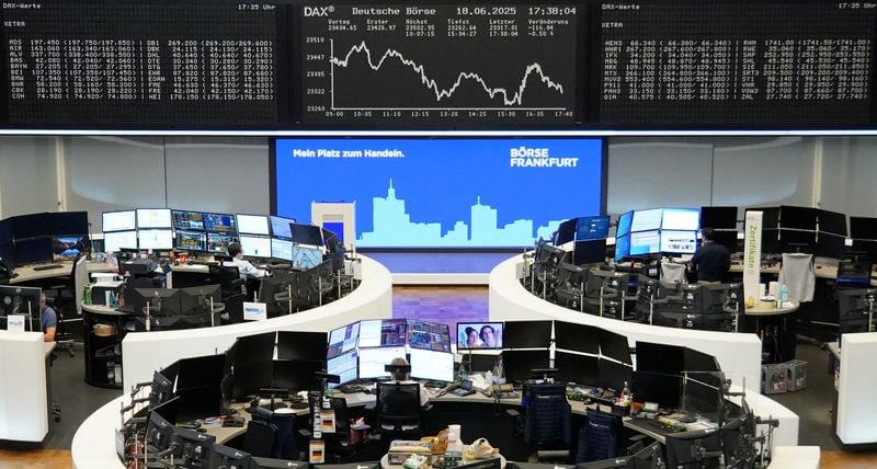 Image for European shares dive as Mideast tensions, US involvement fears weigh