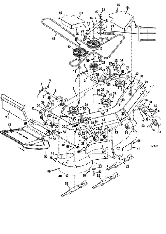52 Inch deck assembly