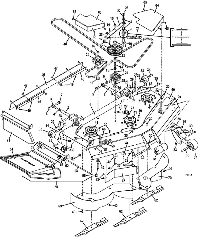 52 Inch deck assembly