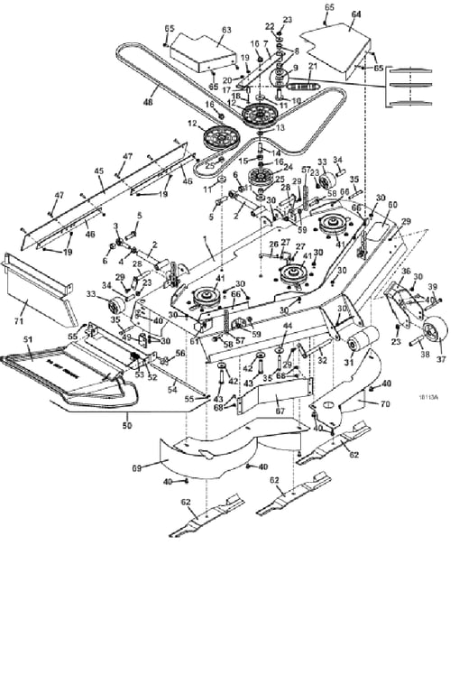 52 Inch deck assembly