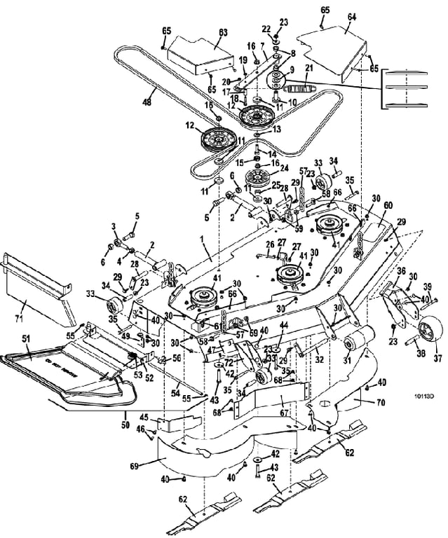 52 Inch deck assembly