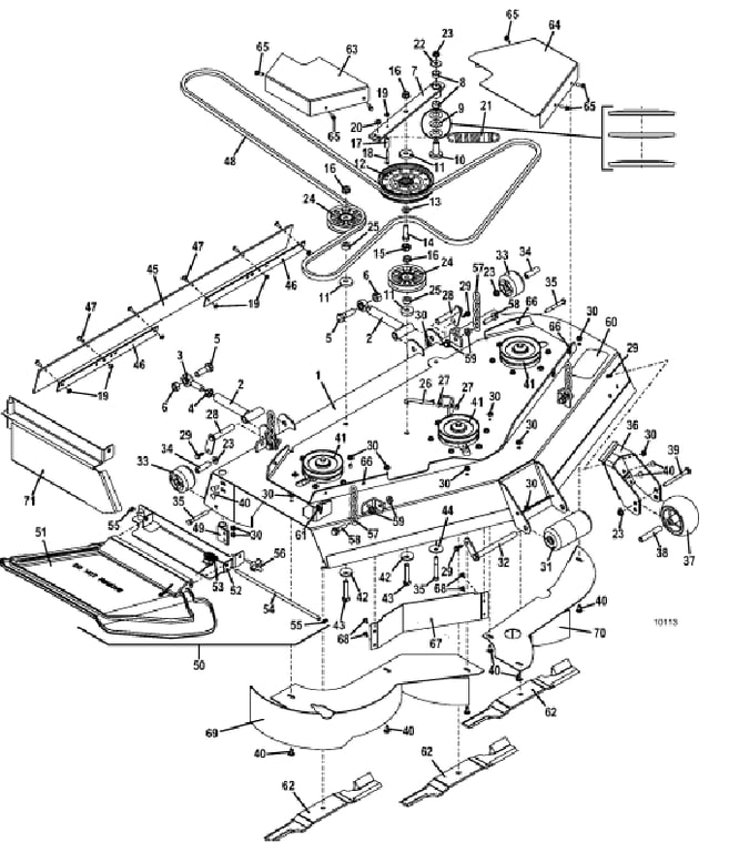 52 Inch deck assembly