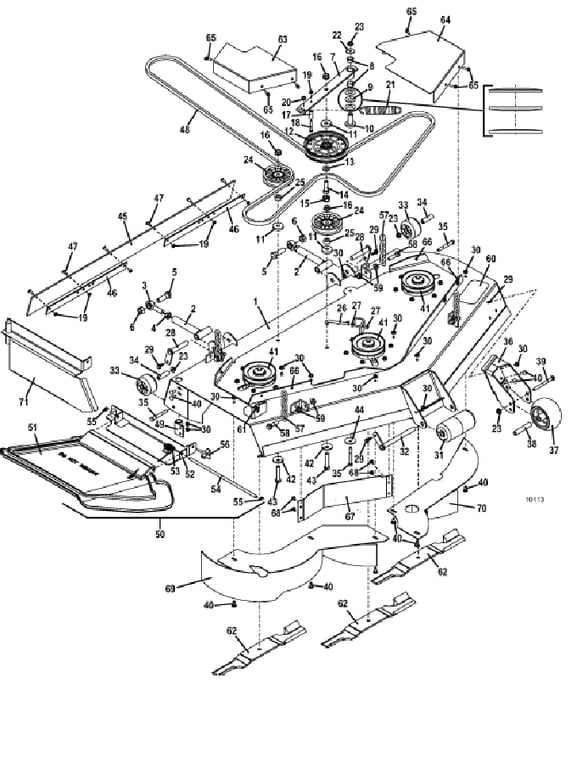52 Inch deck assembly