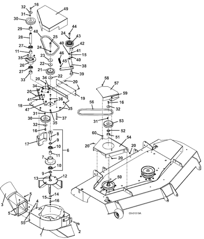 52 Inch, 61 Inch,  and 72 Inch Vacuum and Drive Assembly for M1 Series MidMount Tractors