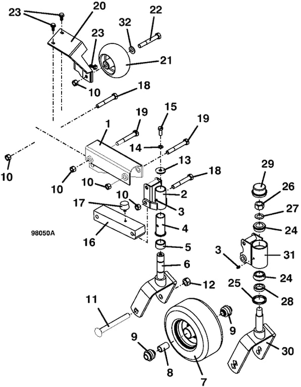 Wheel Lift and Anti-Scalp Roller Assembly