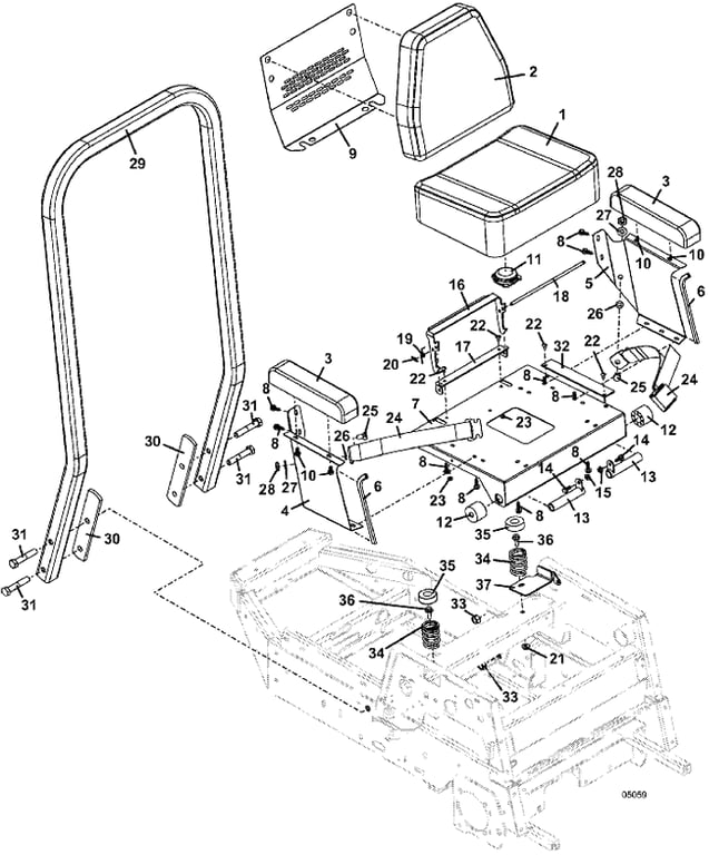 Seat and ROPS Assembly