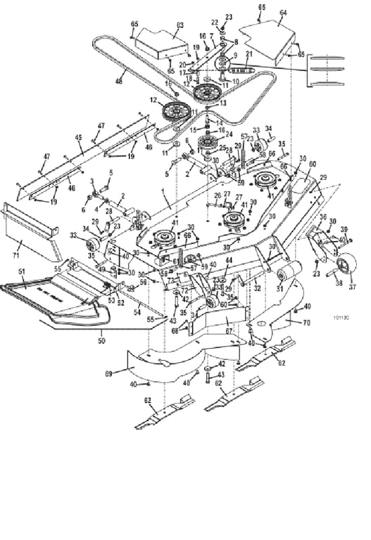 52 Inch deck assembly