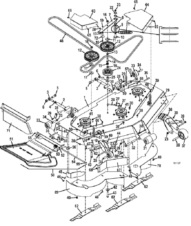 52 Inch deck assembly