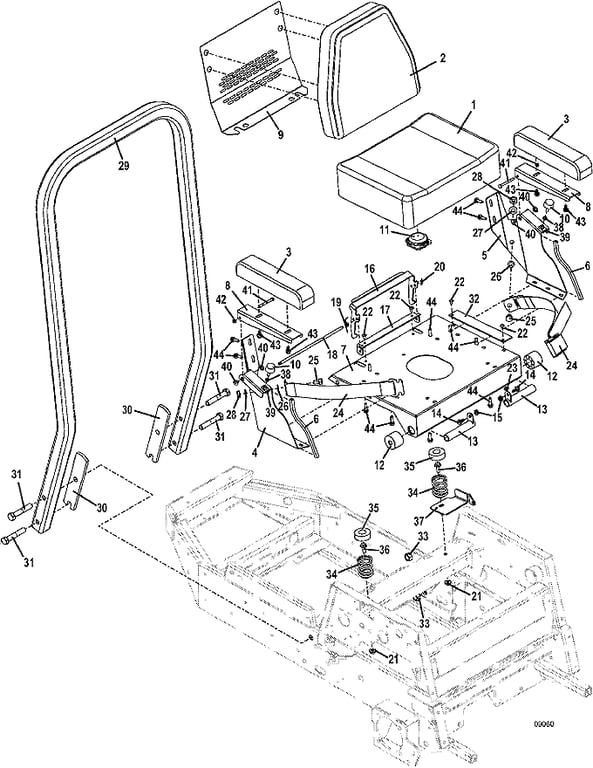 Seat and ROPS Assembly