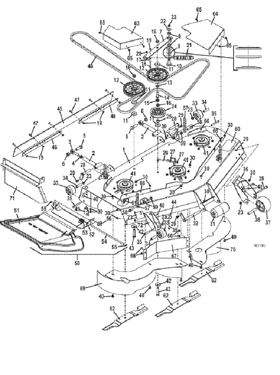 52 Inch deck assembly
