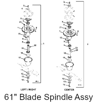 325d 2009 blade spindle for 61 Inch decks