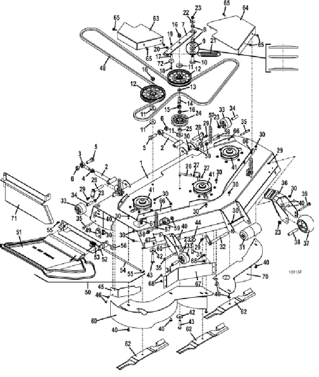 52 Inch deck assembly