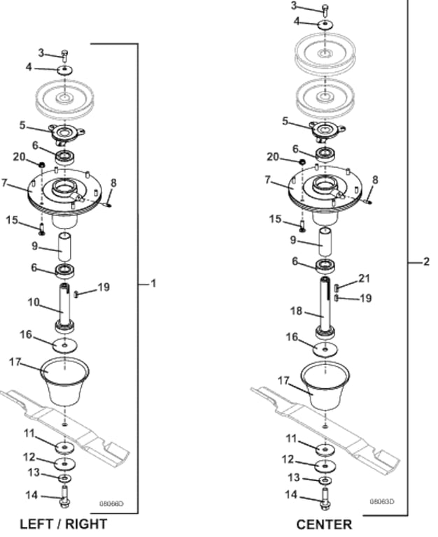 Blade Spindle Assembly 48 Inch, 52 Inch, and 61 Inch