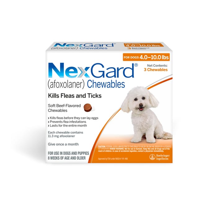 NexGard Chewables for Dogs - 4 to 10 lbs - 3 Doses product detail number 1.0