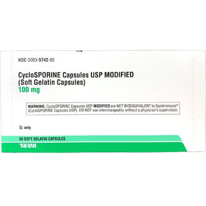 Cyclosporine (Modified) Generic To Atopica 100 mg 30 Capsule Pk product detail number 1.0