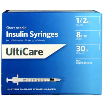 UltiCare U-100 Syringes 1/2cc 30G x 5/16" Short Needle 100ct-product-tile