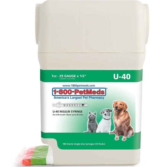 U-40 Syringes for ProZinc & Vetsulin Insulin 1cc 29g x 1/2" 100ct W/Sharps container product detail number 1.0