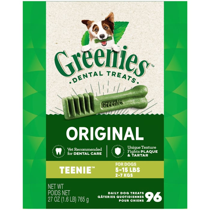 Greenies Original Teenie Natural Dental Dog Treats - 27 oz. Pack (96 Treats) product detail number 1.0