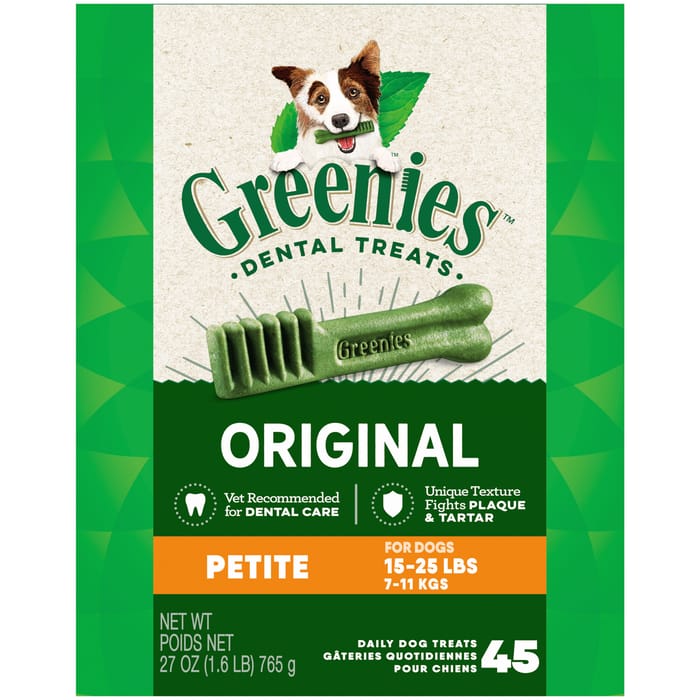 Greenies Original Petite Natural Dental Dog Treats - 27 oz. Pack (45 Treats) product detail number 1.0