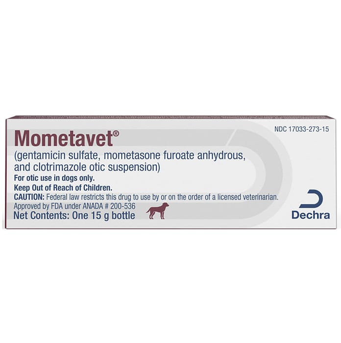 Mometavet&reg; (gentamicin sulfate, mometasone furoate anhydrous, and clotrimazole otic suspension) -15 gm Bottle product detail number 1.0