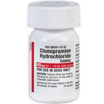 Clomipramine Hydrochloride Tablets - Generic to Clomicalm 40 mg 22.1-44 lbs 30 ct-product-tile