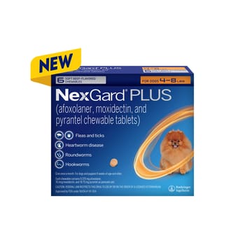 NexGard Plus - Flea, Tick, & Broad Spectrum Prevention Chewable Tablet for Dogs 4 to 8 lbs. (Orange Box) 3 Chews (3 Month Supply)-product-tile