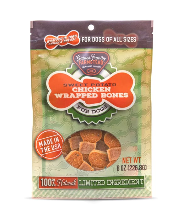Gaines Family Farmstead Chicken Wrapped Sweet Potato Bones 8 oz product detail number 1.0