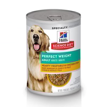 Hill's Science Diet Adult Perfect Weight Hearty Vegetable & Chicken Stew Wet Dog Food - 12.5 oz Cans - Case of 12-product-tile