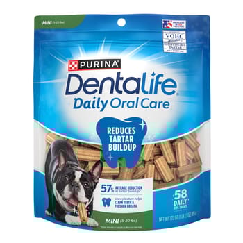 Purina Dentalife Daily Oral Care Mini & Toy Breed Dog Dental Chews - 17.1 oz Pouch - 58 Count-product-tile