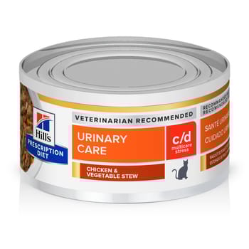 Hill's Prescription Diet c/d Multicare Stress + Urinary Care Chicken & Vegetable Stew Wet Cat Food - 2.9 oz Cans - Case of 24 -product-tile