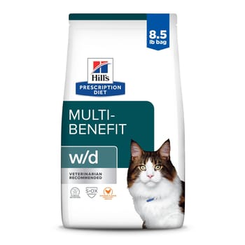 Hill's Prescription Diet w/d Multi-Benefit Digestive + Weight + Glucose + Urinary Management Chicken Flavor Dry Cat Food - 8.5 lb Bag-product-tile