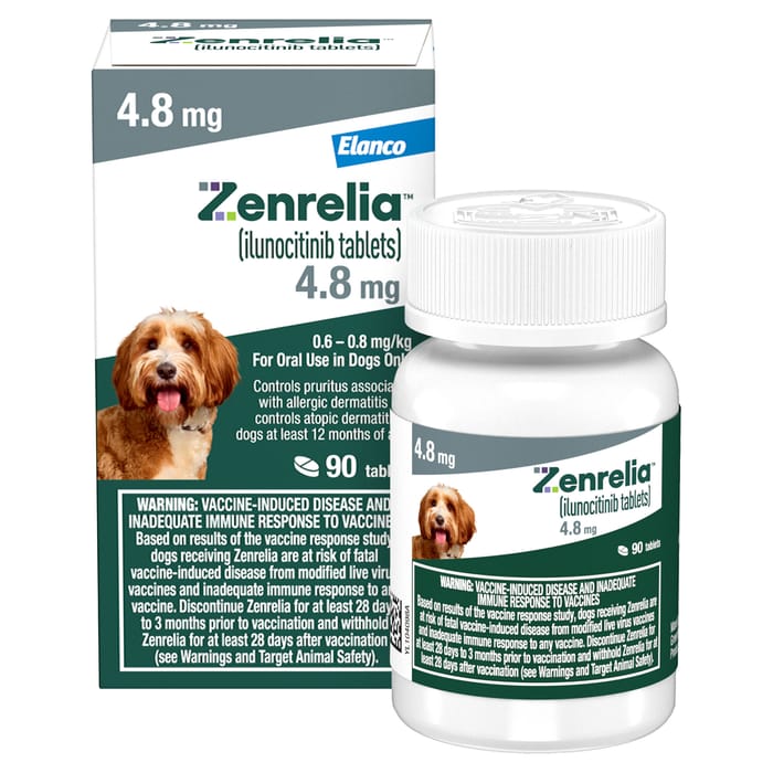 Zenrelia (Ilunocitinib Tablets) Once Daily Prescription Itch Relief for Dogs - 4.8 mg (sold per tablet) product detail number 1.0