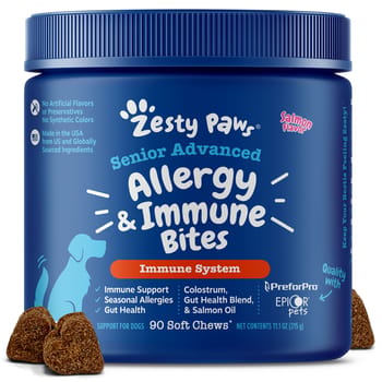Zesty Paws Senior Advanced Allergy & Immune Bites Salmon Flavored Soft Chew Supplement for Dogs - 90 count-product-tile