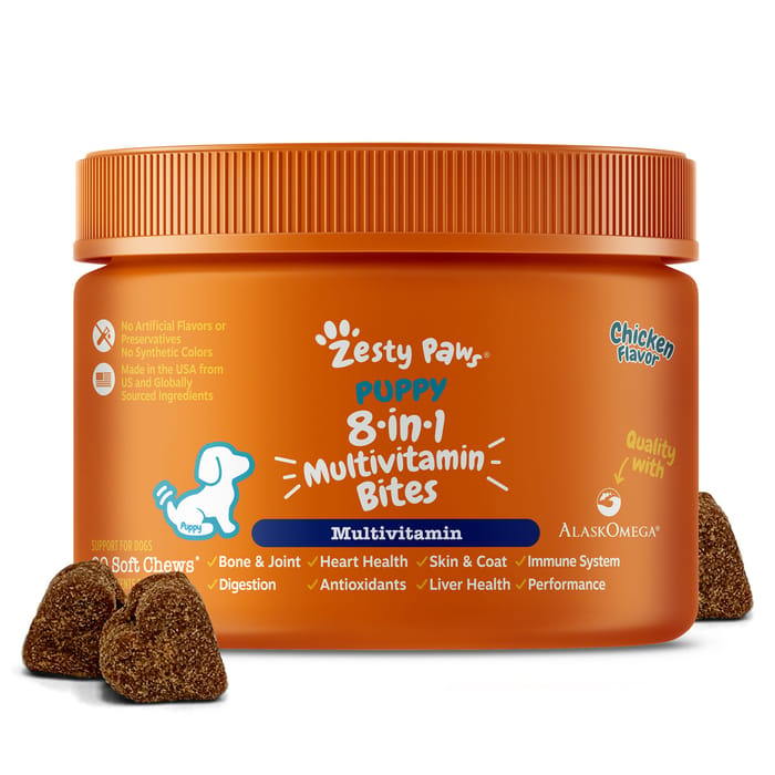 Zesty Paws Puppy Multivitamin 8-in-1 Chicken Flavor Soft Chew Supplement for Dogs - 90 count product detail number 1.0