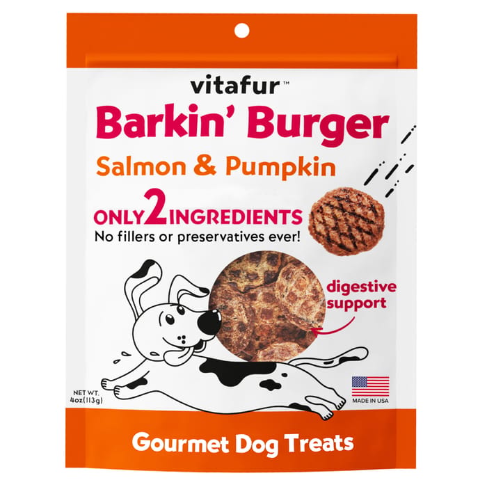 Vitafur Barkin Burger Dog Treats - Salmon & Pumpkin (4 oz Bag) product detail number 1.0