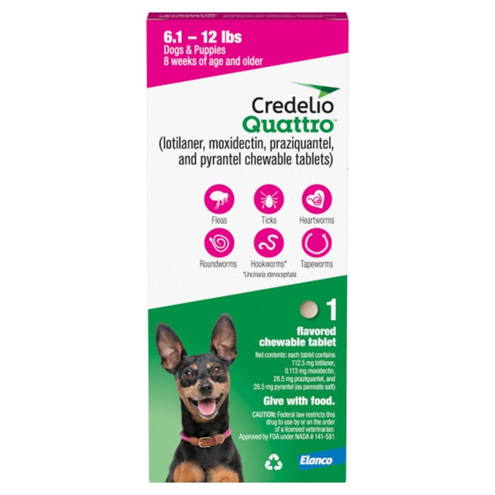 Credelio Quattro Chewable Tablet for Dogs 6.1-12lbs - 1 pack product detail number 1.0