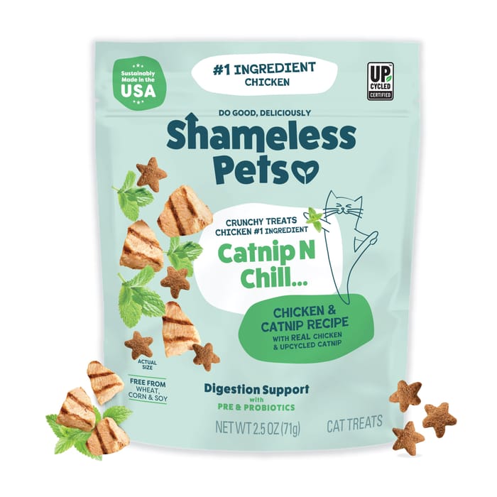 Shameless Pets Catnip N Chill Chicken Recipe Crunchy Cat Treats - 2.5 oz Bag product detail number 1.0