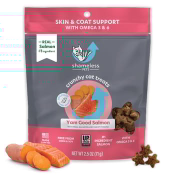 Shameless Pets Yam Good Salmon Crunchy Cat Treats - Salmon & Sweet Potato Flavor (2.5 oz Bag)-product-tile
