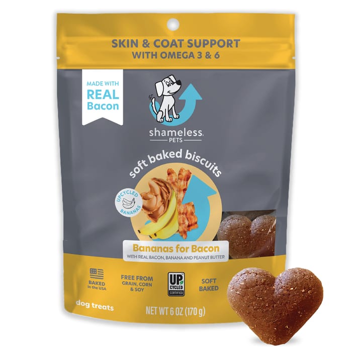 Shameless Pets Bananas for Bacon Soft Baked Biscuits for Dogs - Bacon, Banana, & Peanut Butter Flavor (6 oz Bag) product detail number 1.0