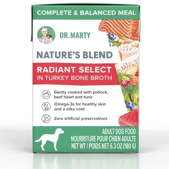 Dr. Marty Nature&rsquo;s Blend Radiant Select in Turkey Bone Broth Adult Wet Dog Food - 6.3 oz Box - Case of 12 product detail number 1.0