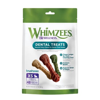 Whimzees by Wellness Brushzees Natural Grain Free Dental Chews for Dogs - Extra Small Breed - 48 count-product-tile