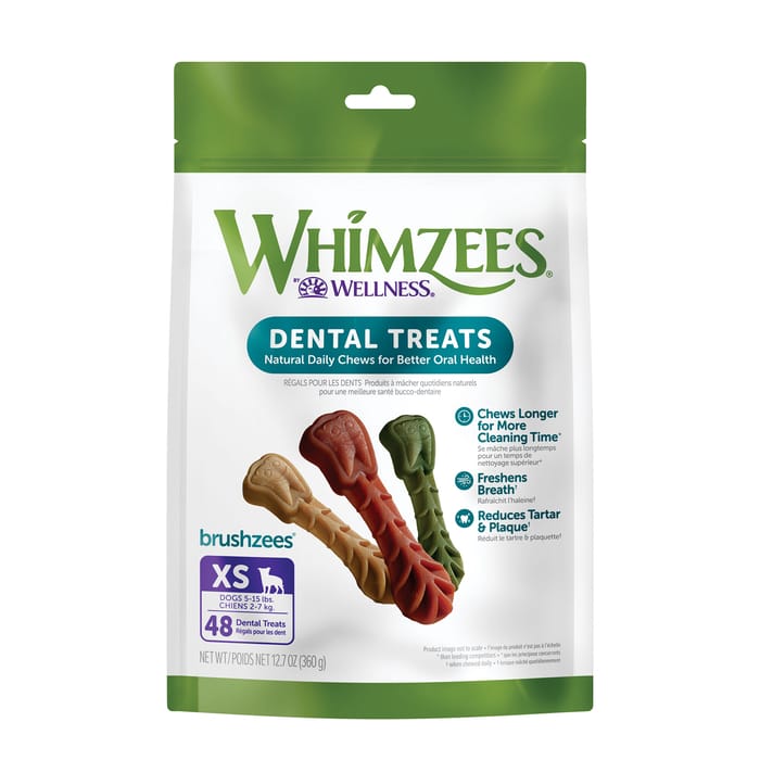 Whimzees by Wellness Brushzees Natural Grain Free Dental Chews for Dogs - Extra Small Breed - 48 count product detail number 1.0