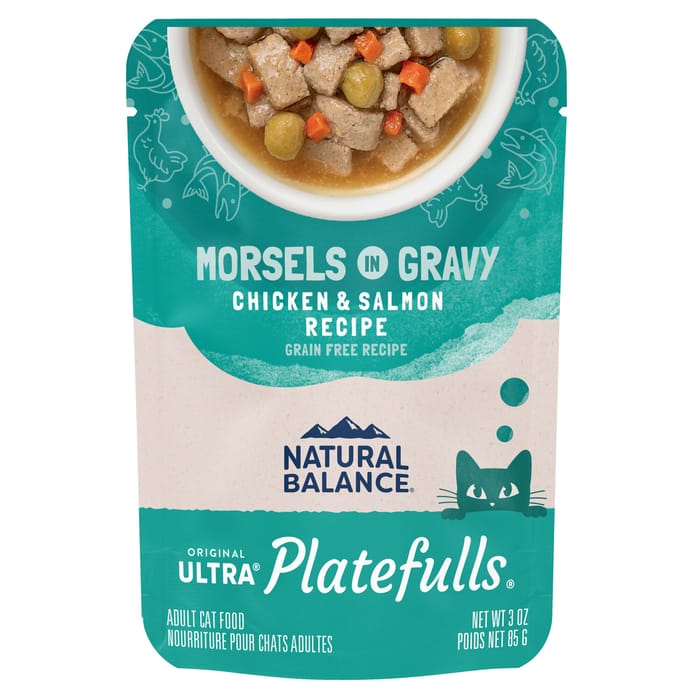 Natural Balance Original Ultra Platefulls Chicken & Salmon Recipe in Gravy Wet Cat Food 24 3oz pouches product detail number 1.0