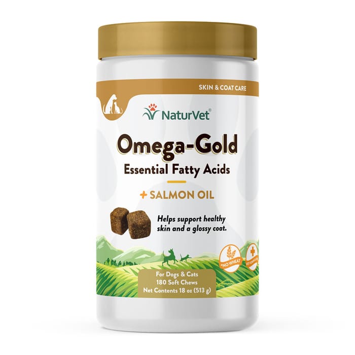 NaturVet Omega-Gold Plus Salmon Oil Supplement for Dogs and Cats Soft Chews 180  ct product detail number 1.0