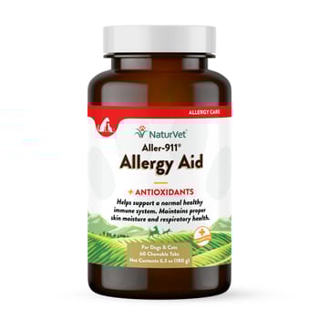 NaturVet Aller-911 Skin & Coat Allergy Aid Formula Plus Antioxidants Supplement for Dogs and Cats Chewable Tablets 60 ct-product-tile